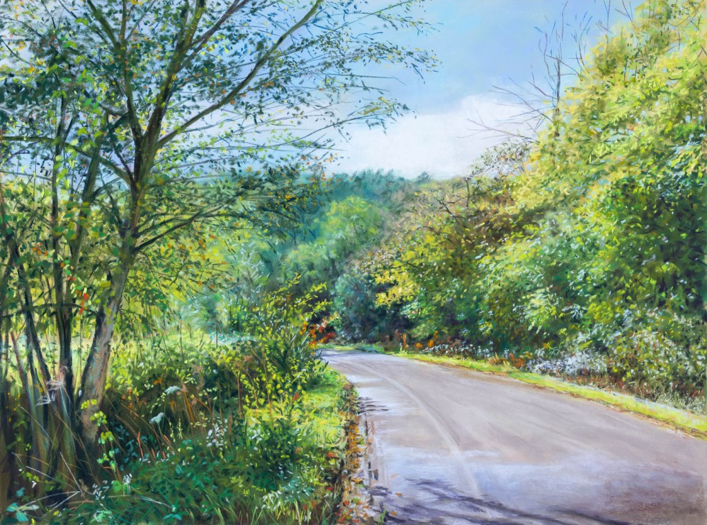 Painting of a countryside road