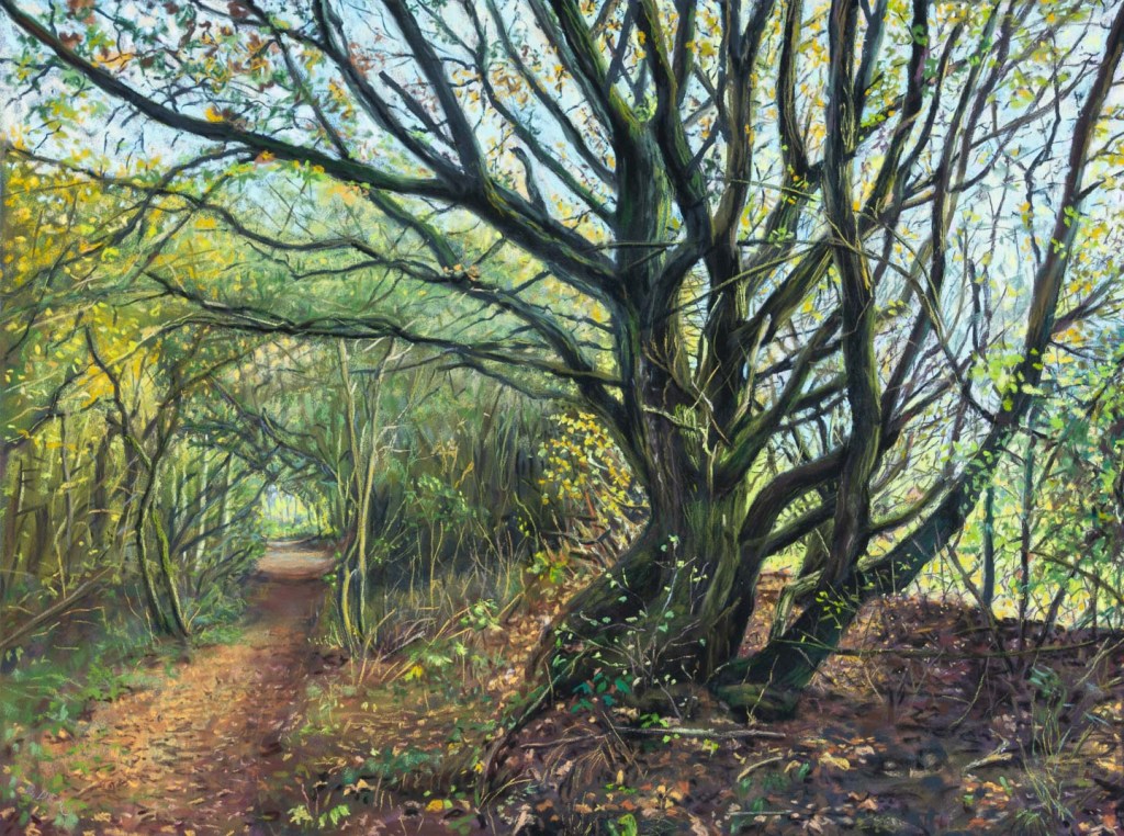 Painting of a countryside footpath and a tree beside it
