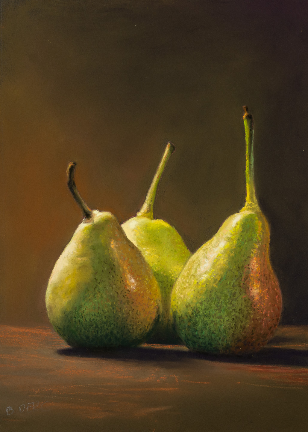 Painting of three pears