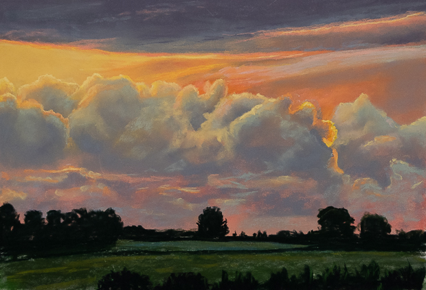 Painting of a sky at sunset