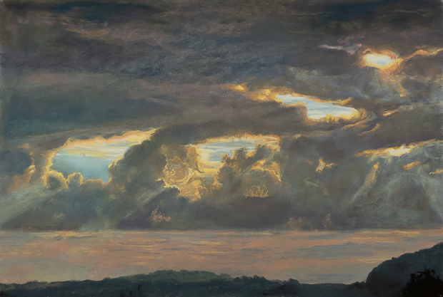 Painting of a sky with cumulonimbus clouds