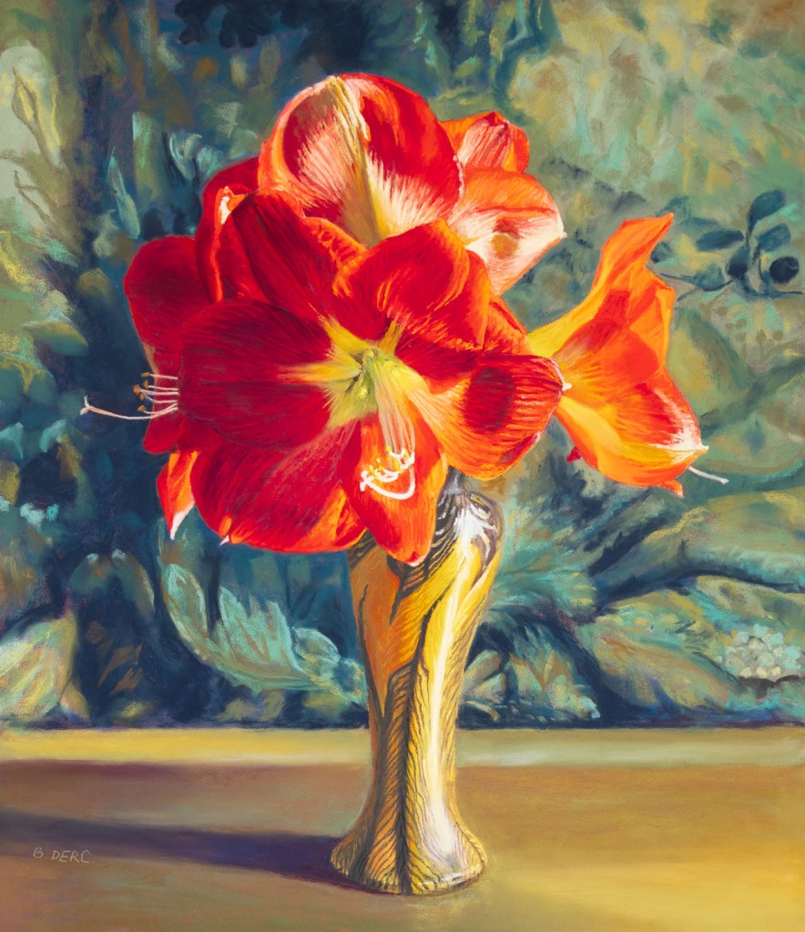 Painting of an Amaryllis in a vase