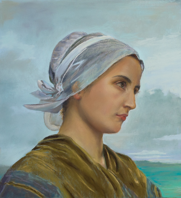 Master copy painting of 'Tricoteuse Bretonne' by William-Adolphe Bouguereau